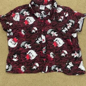 Hot Topic Anime InuYasha Button Down Shirt - Black and Red